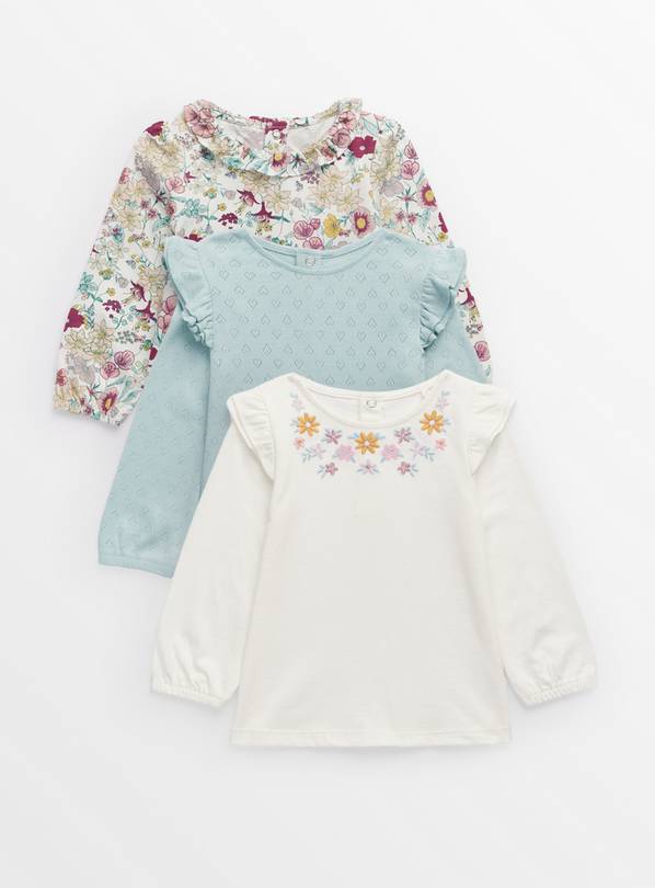 Floral Print Frill Long Sleeve Tops 3 Pack  18-24 months